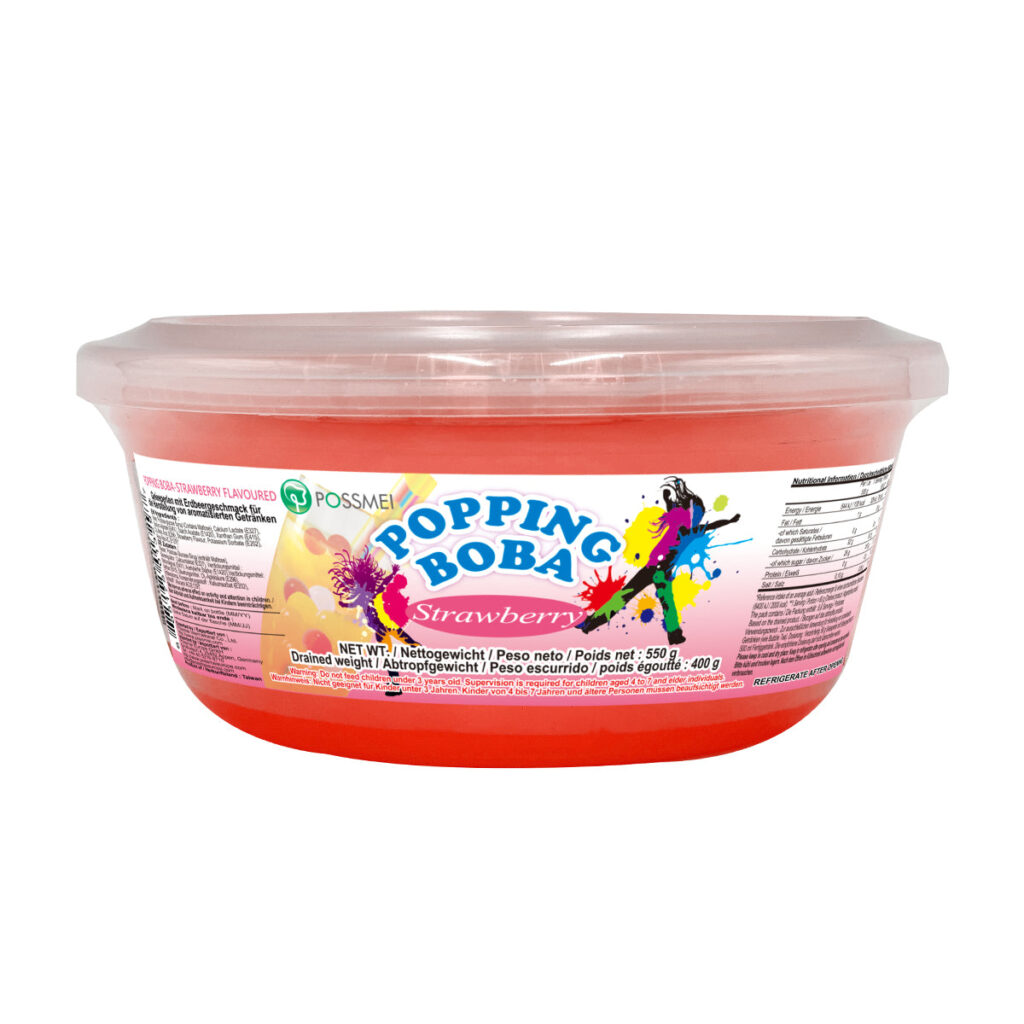 RETAIL SIZE – POPPING BOBA – STRAWBERRY | 550 G
