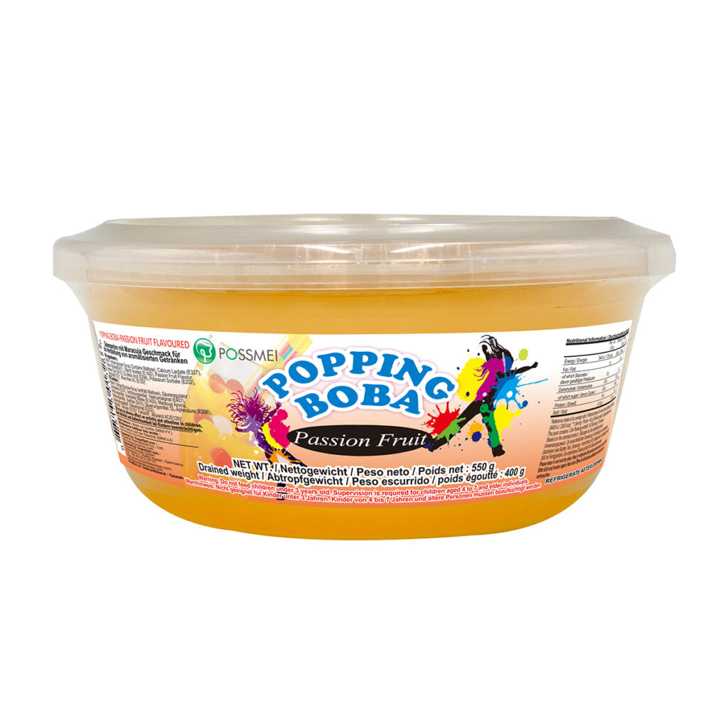 RETAIL SIZE – POPPING BOBA – PASSION FRUIT | 550G