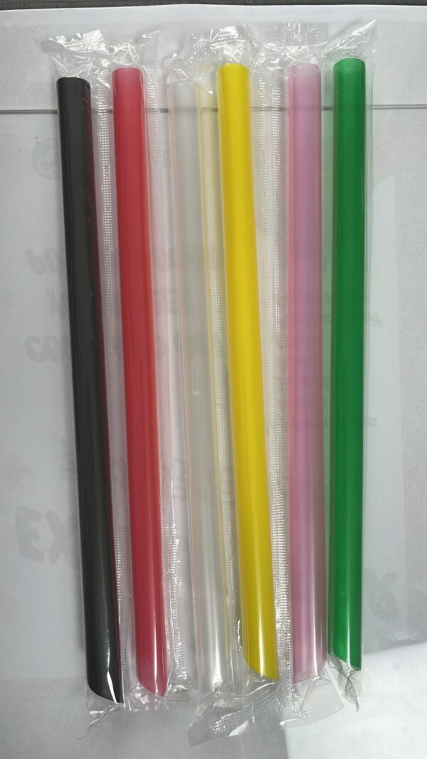 INDIVID. WRAPPED WHITE PLASTIC STRAW 12mm x 21cm (100PCS) - Imagen 2